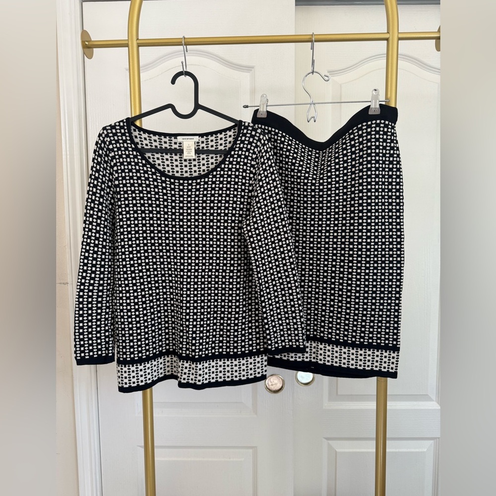 Max Studio Black and White Crew Neck Knit top - S and Skirt - M  set